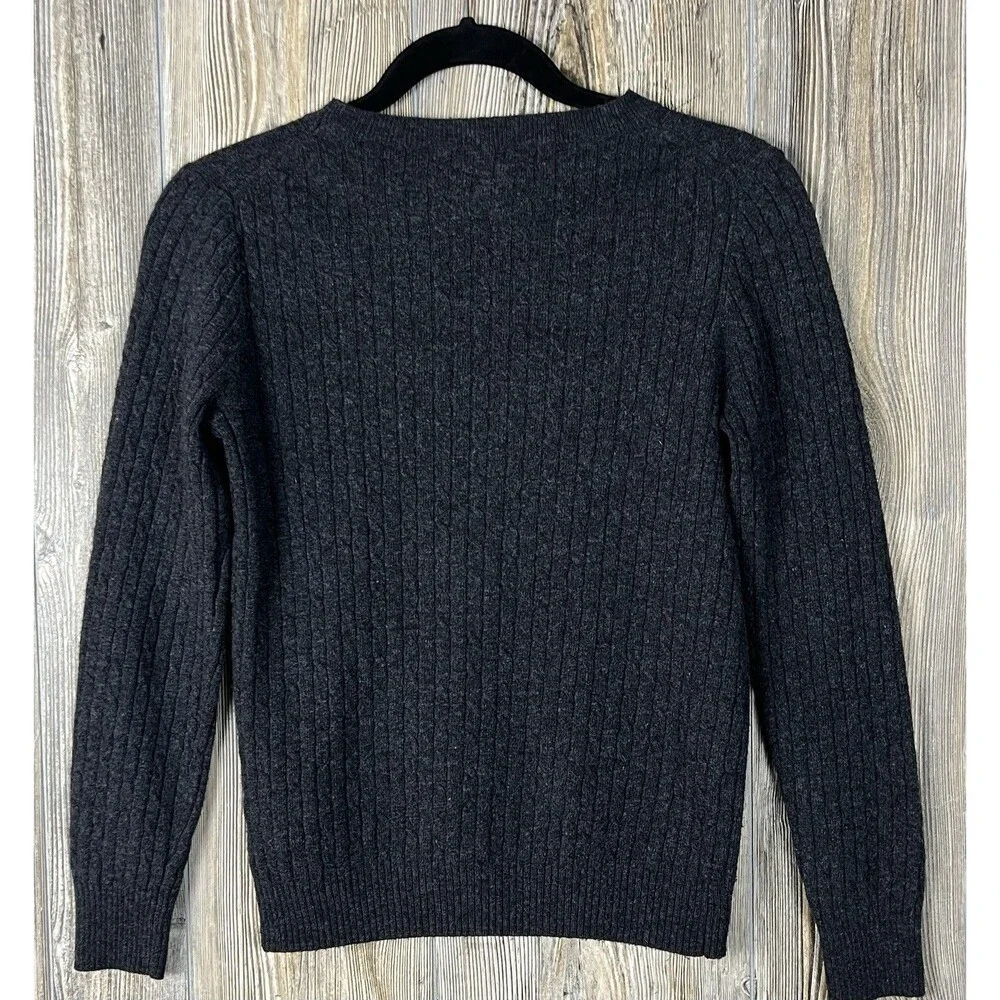 J. Crew Black Cashmere/Wool Cable Knit Crew Neck Pullover Womens M Everyday Chic